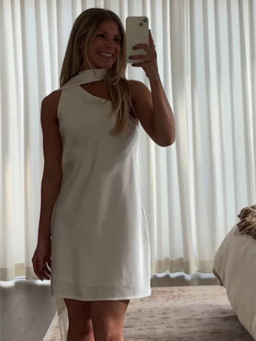 Abercrombie & Fitch Scarf Slip Mini Dress NWT Satin White Size Small - Picture 5 of 13
